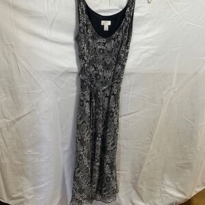 LOFT Black and White Paisley Maxi Dress